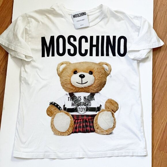Moschino This is Not a Toy Graphic Bunny Short Sleeve Crew Pullover Cotton Tee M - Picture 1 of 10